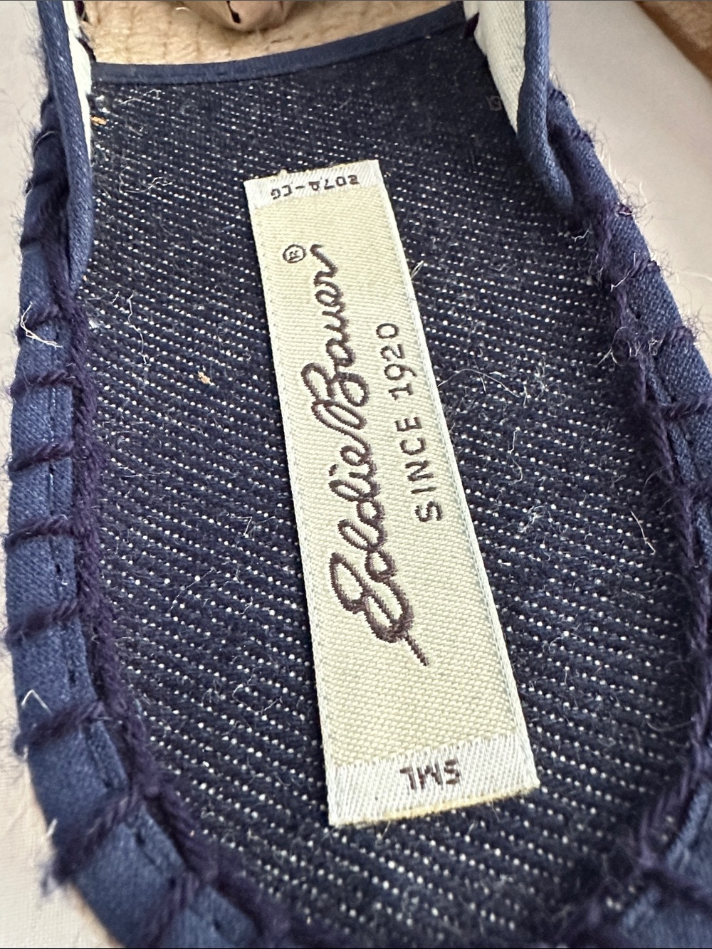 Eddie Bauer Espadrille Flats Size 11 Navy Denim Slip On Coastal Casual - Picture 3 of 6